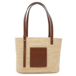 Loewe Tote Bag Square Basket Raffia Calf Leather